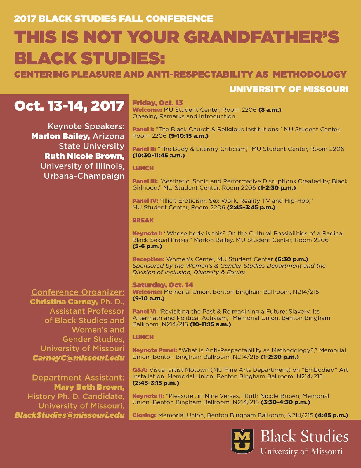 Poster for This Is Not Your Grandfather's Black Studies Fall Conference at the University of Missouri in Columbia